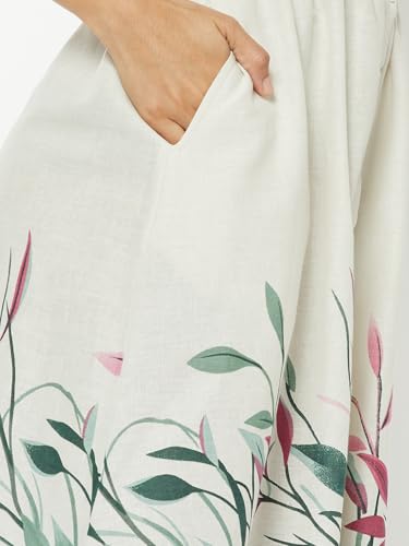 Max Women Printed A-line Dress (White_XL)