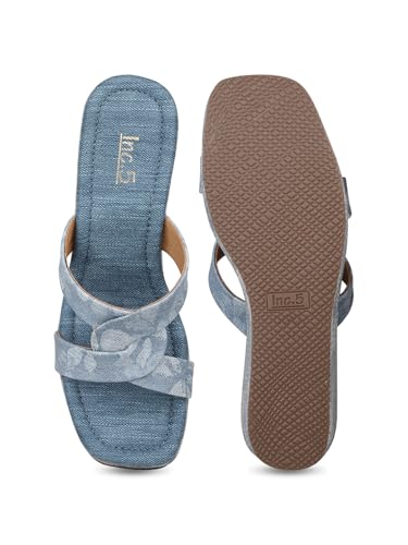 Inc.5 Womens Blue Casual Solid Round Toe Wedge Heels