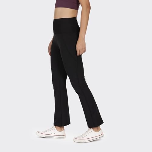 BlissClub Ultimate Flare Pants for Women Above 5'5 ft | Ribbed Waistband, 4 Pockets | High Waist Trousers and Formal Pants for Office wear