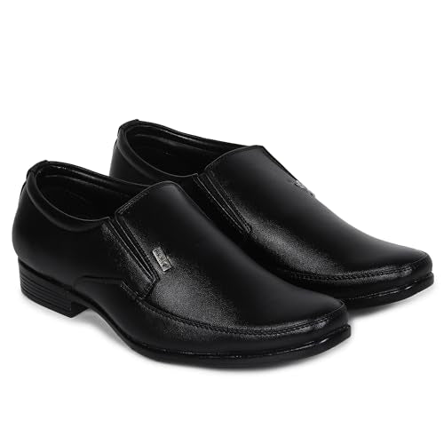 HIKBI Men's Pointed Toe Formal Leather Shoes_Black_6