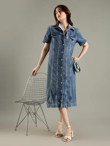 Lyocell Spread Collar Lace Dress