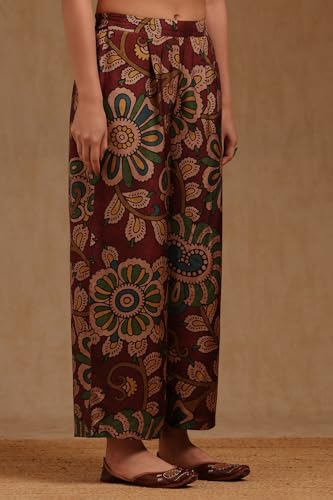 Soch Womens Wine Muslin Kalamkari Print Co-Ord Set With Beads