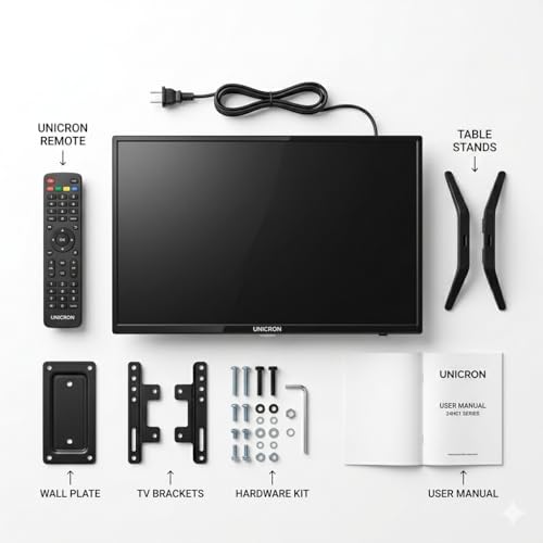 UNICRON 24 Inch Android Smart TV, HD LED Television with Bazeless Frame, 30 Watt Sound Speaker, WiFi Enabled & IPS A+ Display Panel HDR Support & Mobile Screencast