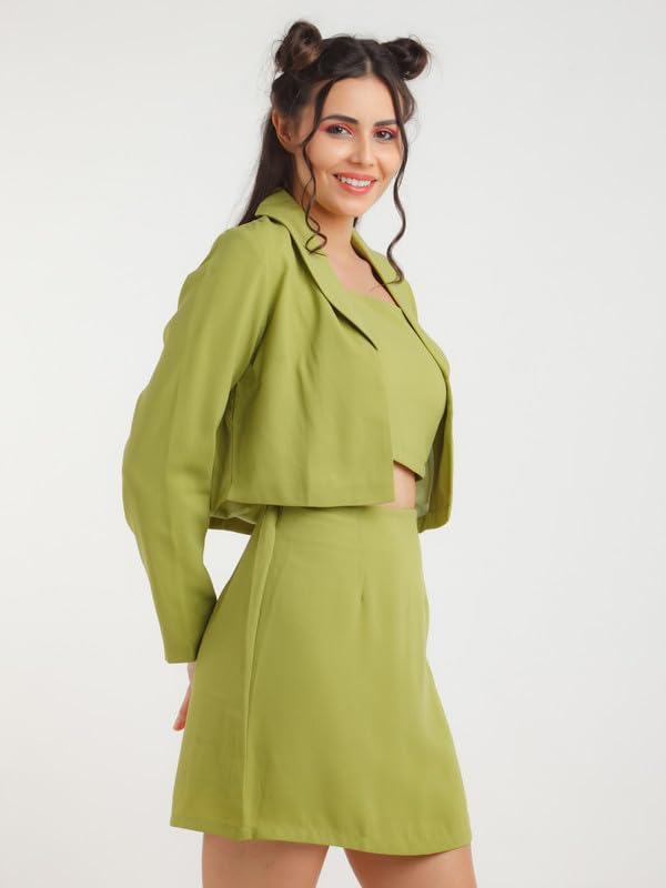 Zink Z Women's Green Solid Fitted Co-Ord Set