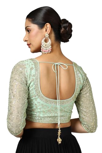Soch Womens Light Green Net Blouse with Sequins