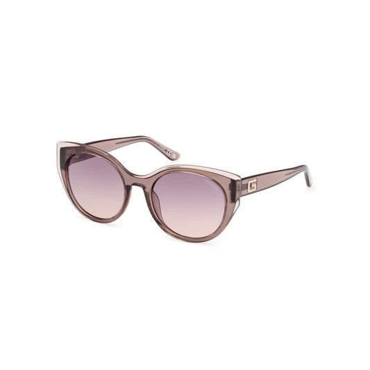 Guess sunglasses| 100% UV protected | Gradient | Full Rim | Oval | Women | Medium | Shiny Crystal Beige Polycarbonate Frame | Gradient Mirror-Violet Lens