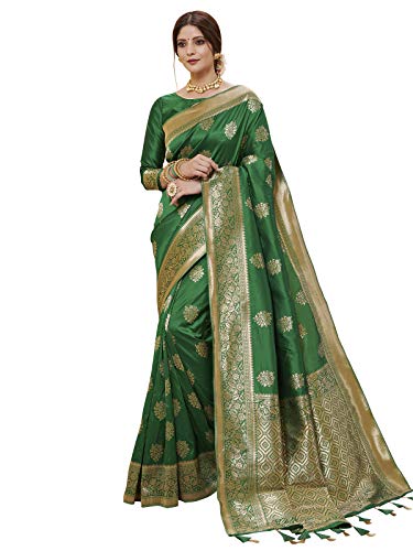 Satrani Silk Saree with Blouse Piece (1347ST10810_Green_One Size)