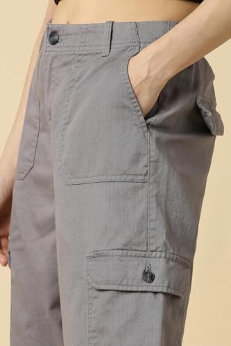 Allen Solly Women's Regular Casual Pants (AHTFCRGFU40117_Grey