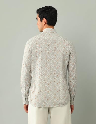 Arrow Sports Men's Floral Slim Fit Shirt (ASAJSH1669_Beige