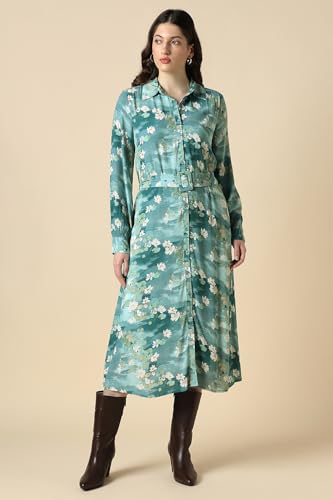 Women Green Print Casual Dress