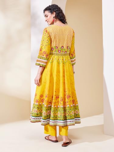 BIBA Cotton Printed Anarkali Semi_Formal Kurta Set