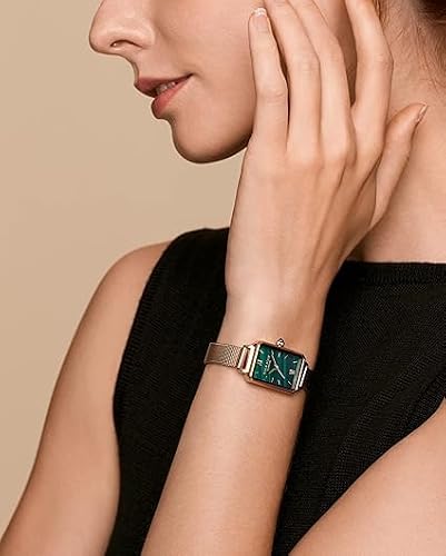 Lola Rose Dainty Women's Wrist Watch: Green Malachite Dial, Wrapped by Stylish Gift Box, Elegant Present for Ladies and Loved Ones, stainless_steel, English