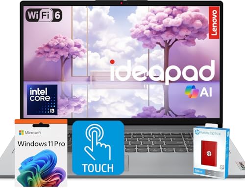 Lenovo IdeaPad Premium Series Laptop • 15.6 FHD Touchscreen • Intel Core i3 6-Core Processor • 16GB RAM • 1.5TB SSD (1TB PCIe SSD withHP P500 512GB Portable SSD) • Copilot & AI Ready • Windows 11 Pro
