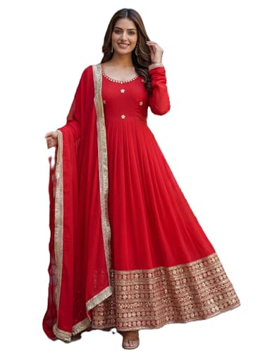 Leeli Peeri Designer Women's Faux Georgette Embroidery Work Anarkali Kurta With Trouser and Dupatta