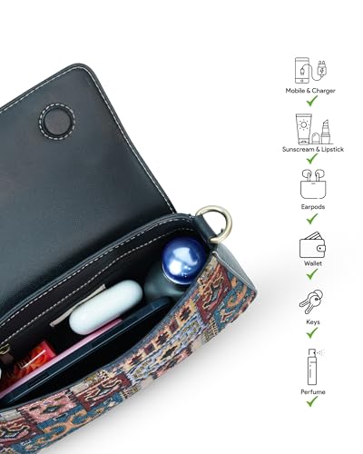 3Blifestyle Zeya Women’s Sling Bag | Vegan Leather Crossbody Purse | Trendy Handbag for Everyday Use, Shopping & Parties | Stylish EDC Sling - Tribal Rood