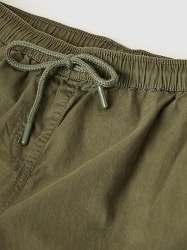 Max Girls Solid Cargo Parachute Trousers (Green_10-12 Y)