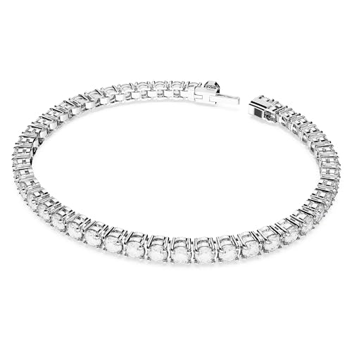 Swarovski Matrix Tennis bracelet, Round cut, White, Rhodium plated