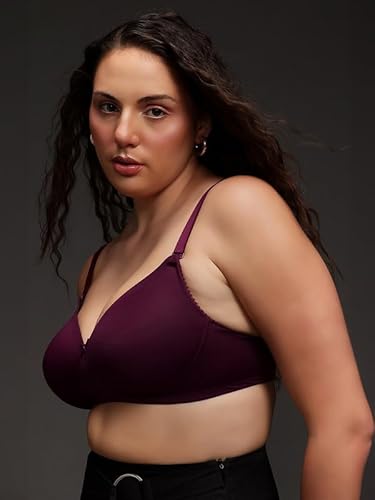Clovia Women's Padded Non-Wired Full Coverage Multiway T-Shirt Bra (BR2370G15_Wine_34B)