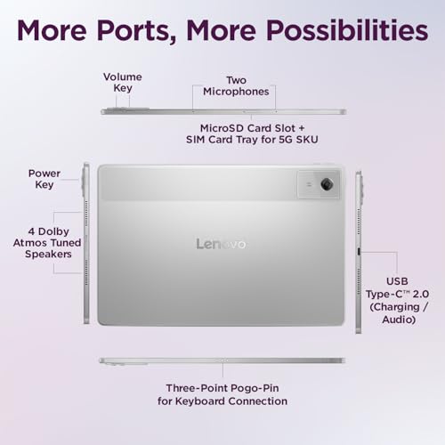 Lenovo Idea Tab Plus with Pen | Wifi |12.1" 2.5K Display, 800nits Peak Brightness |12GB RAM + 256GB ROM (Expandable upto 2TB)| MediaTek Dimensity 6400| 10200mAh|4 Speakers with Dolby Atmos| Cloud Grey