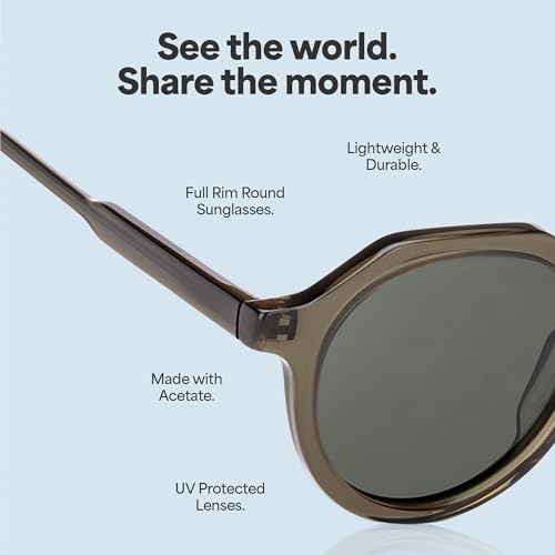 John Jacobs |Transparent Green | Full Rim Round Stylish & Premium UV Protected Sunglasses | Acetate Lines | Polarized and 100% UV Protected | Men & Women | Wide | JJ S17343