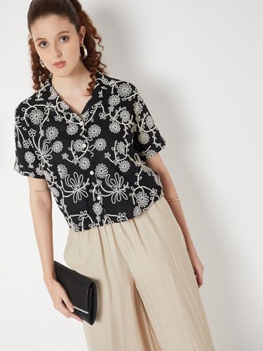Max Women Embroidered Shirt (Black_S)