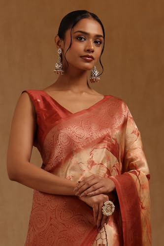 Soch Womens Earth Dola Silk Floral Saree With Zari Woven