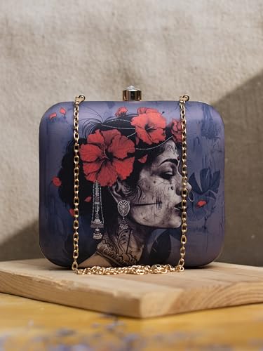 Floral Woman Portrait Clutch