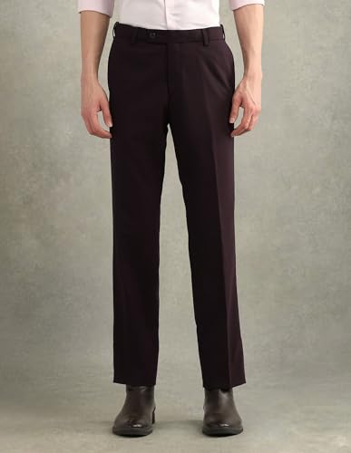 Arrow Men's Wool Business Suit Pants Set (ARAJSU5546_Maroon