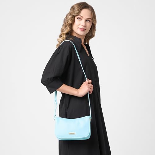 Caprese Carol Medium Sling Bag for Women with Adjustable Strap & Zipper Closure for Comfortable Wear | Versatile Handbag for Everyday Use, Travel, and Special Occasions (Powder Blue)