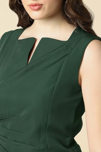 Women Green Solid Formal Dress