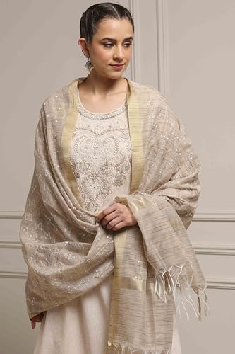 Biba Women Beige Polyester Blend Straight Dyed Suit Set_42
