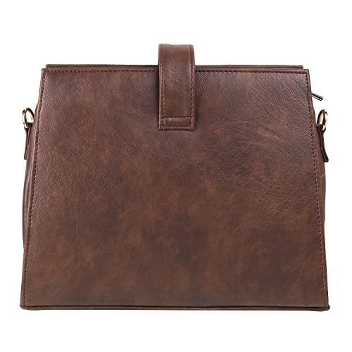 Metro Brown Faux Leather Premium Zipper Casual Sling Bag For Women (66-7208)