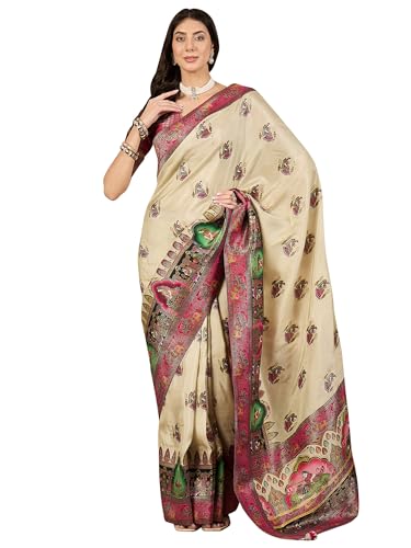 AKHILAM Women's Kanjivaram Woven Soft Silk Saree With Blouse Piece