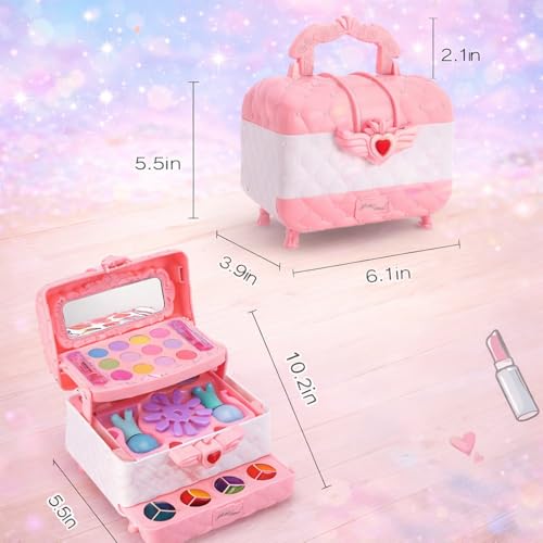 Amazon Brand - Jam & Honey Kids Makeup Kit for Girl, Girls Princess Play Make Up Toys Unicorn Toys for Girl Real Washable Makeup , Makeup Set for Age 3+ Year Old Birthday Gift (Makeup Kit)