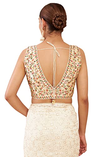 Soch Beige Art Silk Blouse with Embroidery