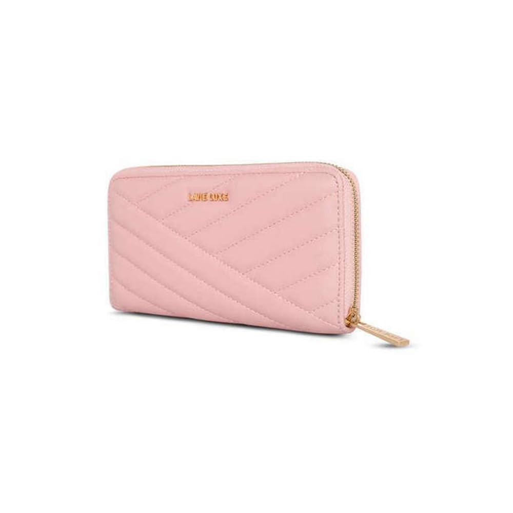 Lavie Zipper Cross PU Women's Casual Wear Wallet (Pink, Large)