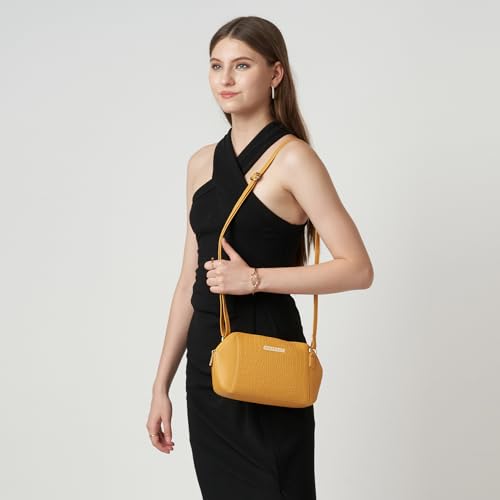 Caprese York Small Sling Bag for Women with Adjustable Strap & Zipper Closure for Comfortable Wear | Versatile Handbag for Everyday Use, Travel, and Special Occasions (Ochre)