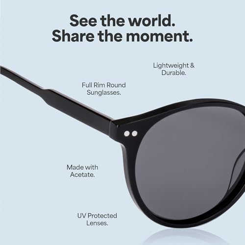 John Jacobs Full Rim Round Stylish & Premium UV Protected Sunglasses | Acetate Lines | Polarized and 100% UV Protected | Men & Women | Medium | JJ S17341
