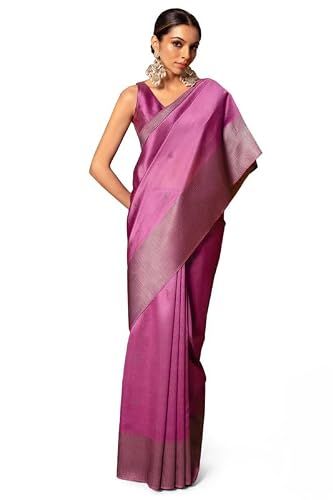 Soch Womens Purple Tussar Woven Design Saree With Tassels