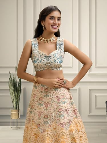 Zeel Clothing Women's Zari and Digital Print Work Art Silk Lehenga Choli with Dupatta (5073-Multi-Womens-Lehenga-Choli-New; Free Size)