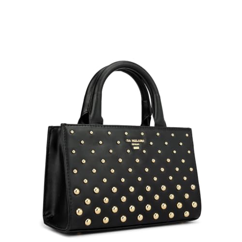 Da Milano Leather Sling Bag for Women - Silver & Black (LSB-02393)