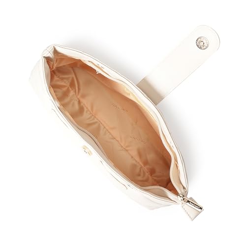 Fastrack White Shoulder Bag | Quilted Faux-Leather Women’s Handbag | Bag with Chain Strap & Dual Closure