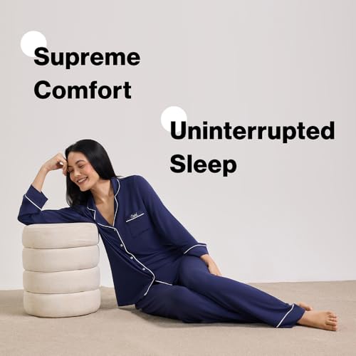 NYKD Sumptuously Soft Button Down Pajama Set - Navy NYS001-2XL