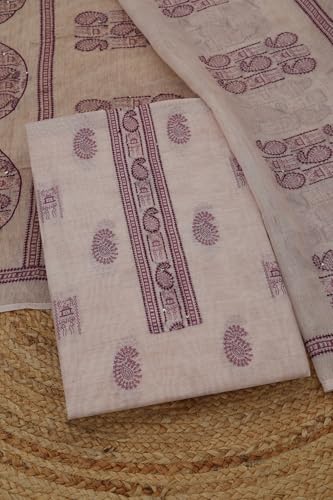 Soch Womens Pink Chanderi Warli Dress Material With Sequins