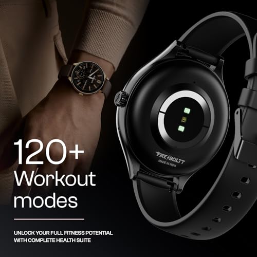 Fire-Boltt Phoenix Air Smart Watch 1.26” Round Display, Rotating Button, Wireless Charging, Ultra Lightweight Metal Body, Bluetooth Calling, Smartwatch with Silicone & Mesh Steel Straps Carbon Black