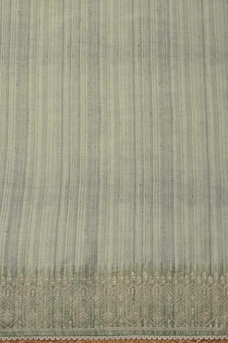 Soch Womens Olive Art Tussar Digital Print Unstitch Dress Material With Thread Work