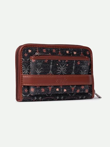 ZOUK Women Taj Guldasta Floral Printed Handcrafted Classic Zipper Wallet Clutch Purse