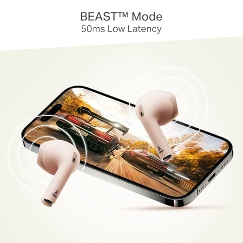boAt 2026 Launch Airdopes Joy v2, 35H Battery, Pocketable Design, ASAP™ Charge, 13mm Drivers, Easy Touch Controls, ENx™ Tech, IWP™ & App Support TWS Bluetooth Earbuds with mic (Dusty Rose)