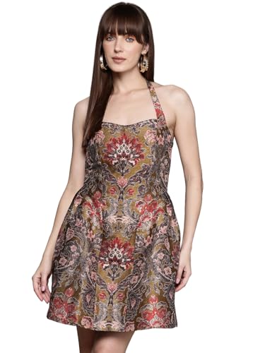 Label RITU KUMAR Olive Roseville Sweetheart Neck Short Dress