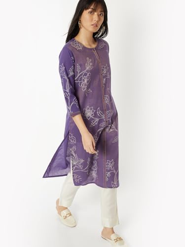 Max Women Printed Straight Kurta(Purple_XXL)
